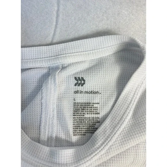 Athleisure Athletic Works Women L Blue White Running Shorts Waffle Knit Tank Set - Picture 4 of 12